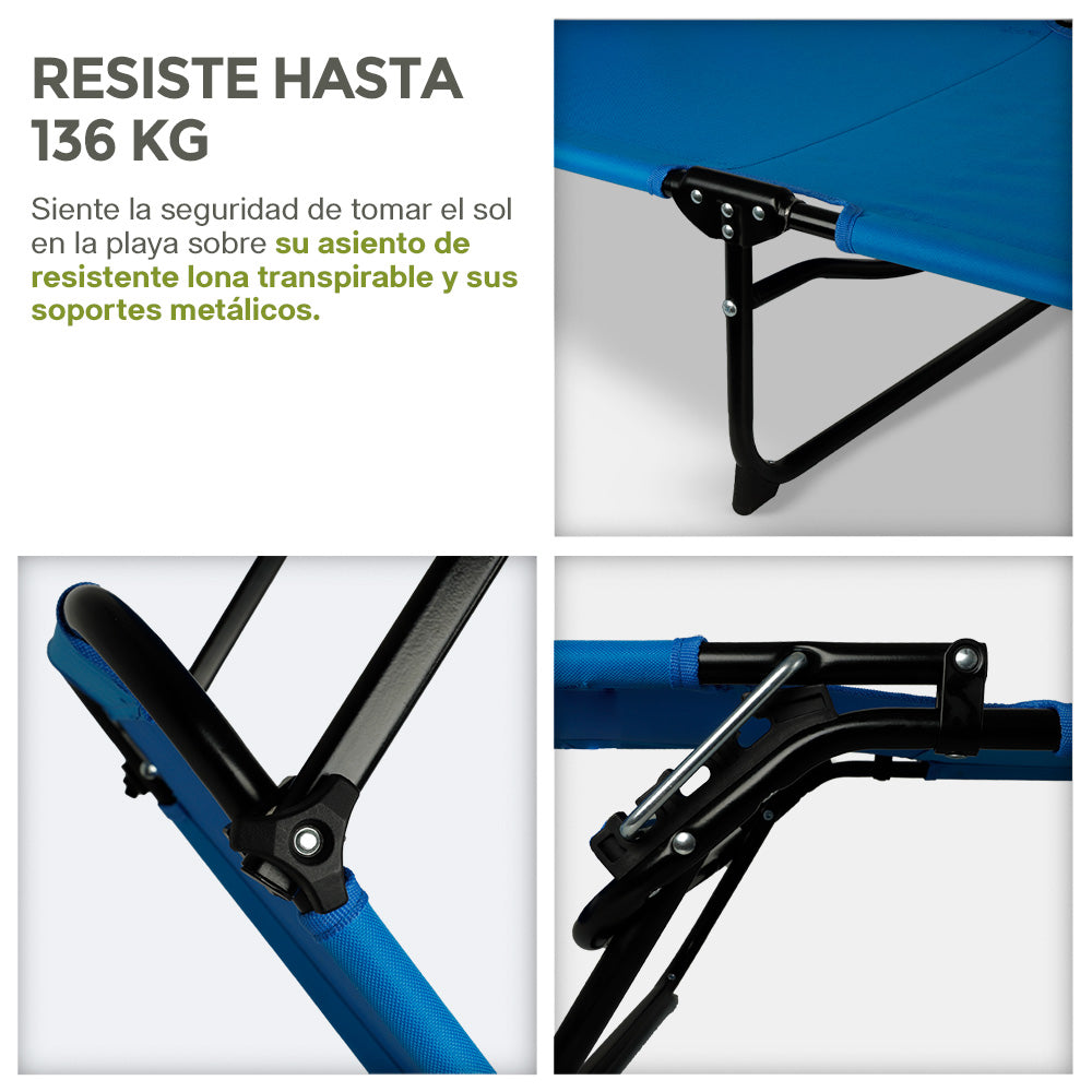 Catre Plegable Portátil con Techo Desmontable Camastro para Alberca