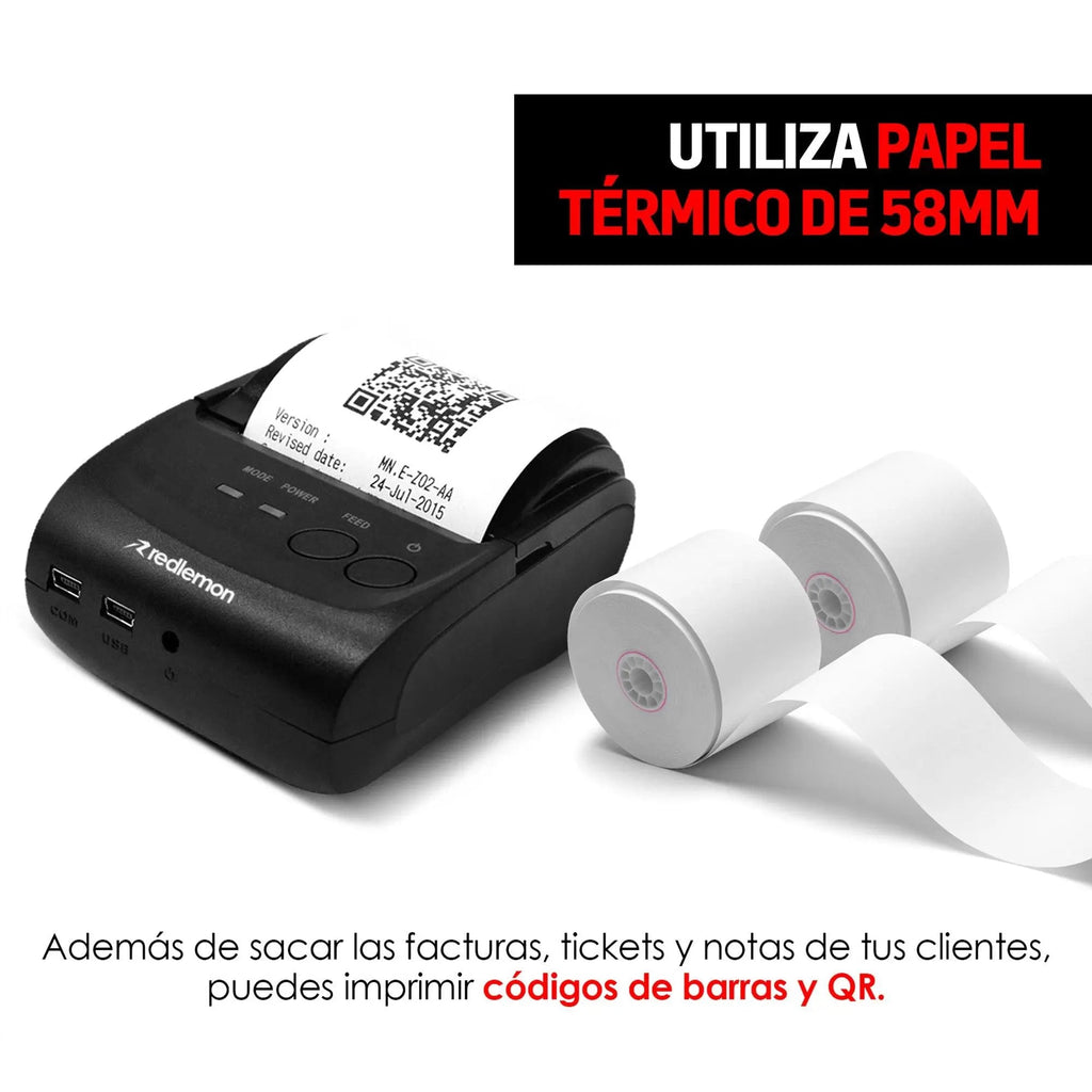 Mini Impresora Térmica Bluetooth de 58 mm para Tickets