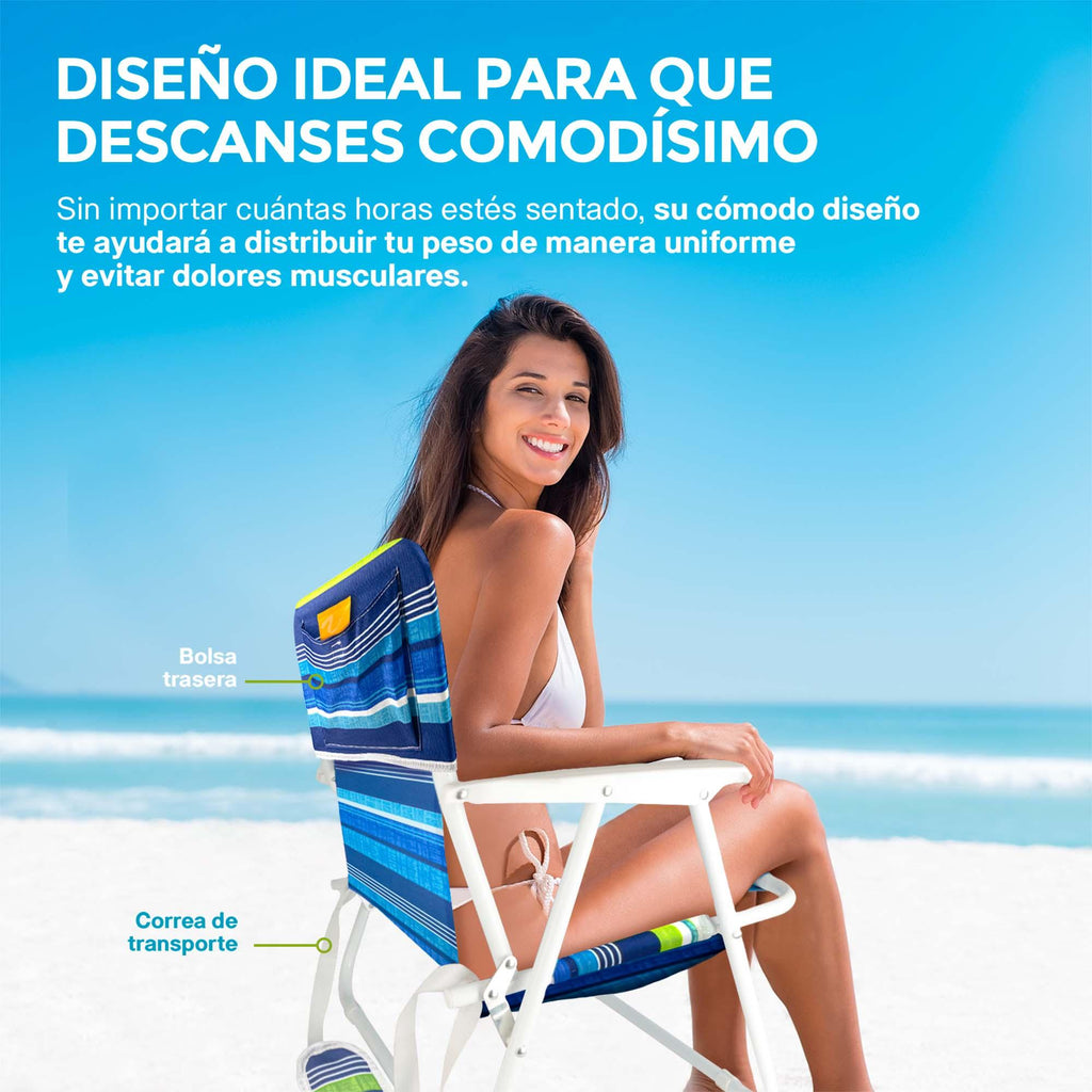 Set de 2 sillas plegables para playa con reposabrazos