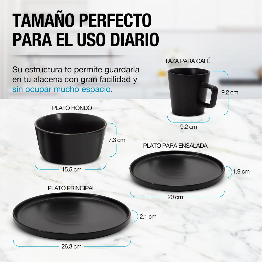 Vajilla de Gres 16 Piezas para 4 Personas Casa Litus