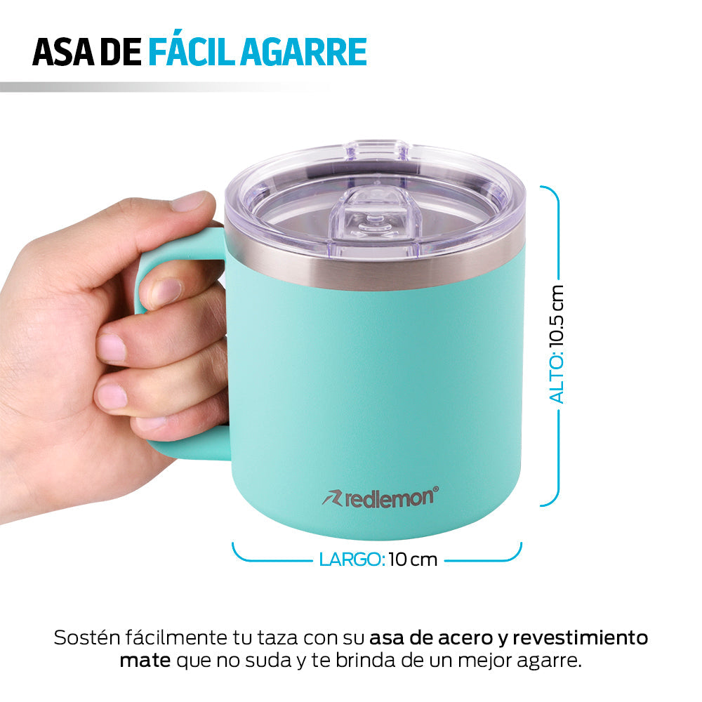 Taza térmica de acero inoxidable 400 ml con tapa hermética