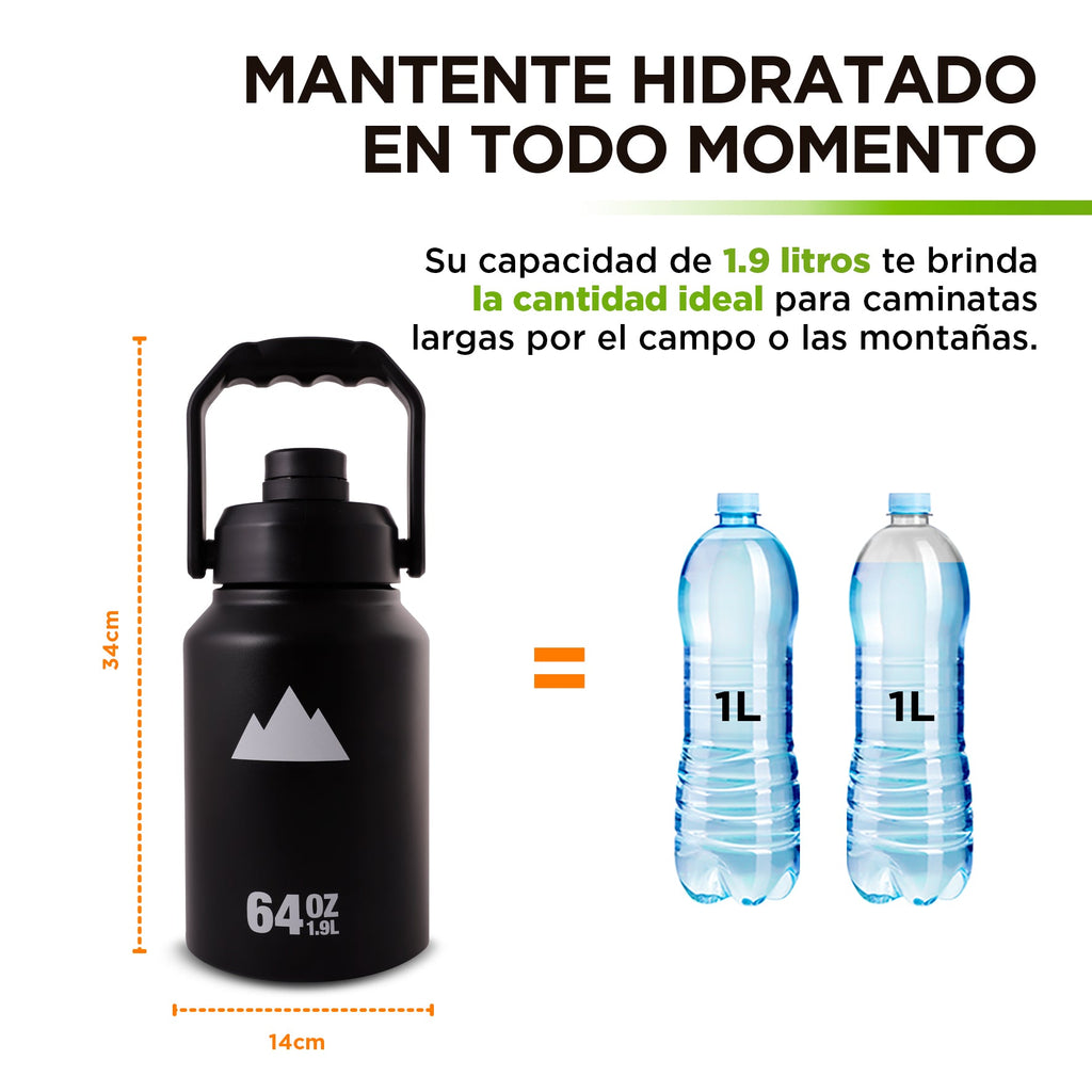Termo de Acero Inoxidable 1.89 o 3.78 L con Asa HIKEO