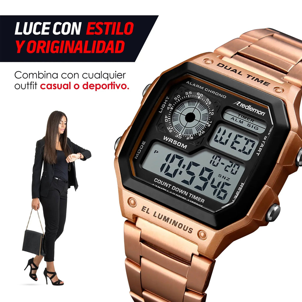 Reloj Digital Clásico con Correa de Metal Mod. 1335