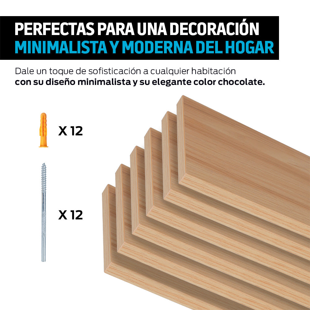 Set de 6 Repisas Flotantes de MDF de 30 x 15 cm