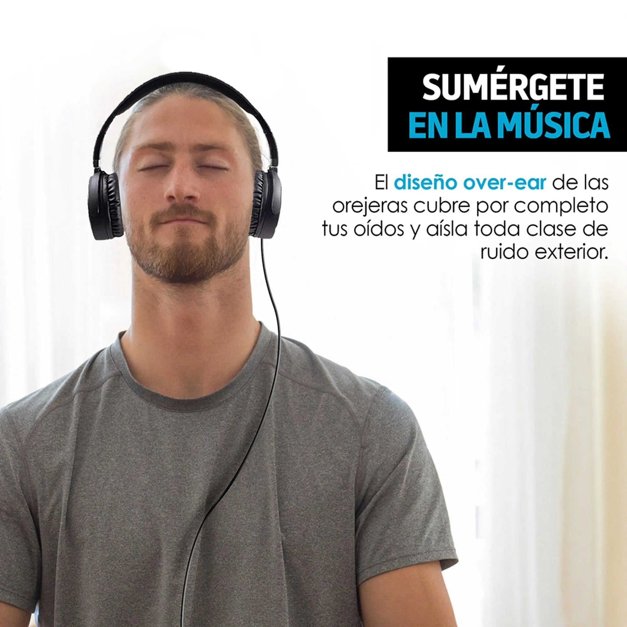 Audífonos alámbricos de diadema 3.5 mm con micrófono
