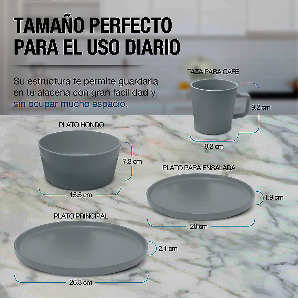 Vajilla de Gres 16 Piezas para 4 Personas Casa Litus