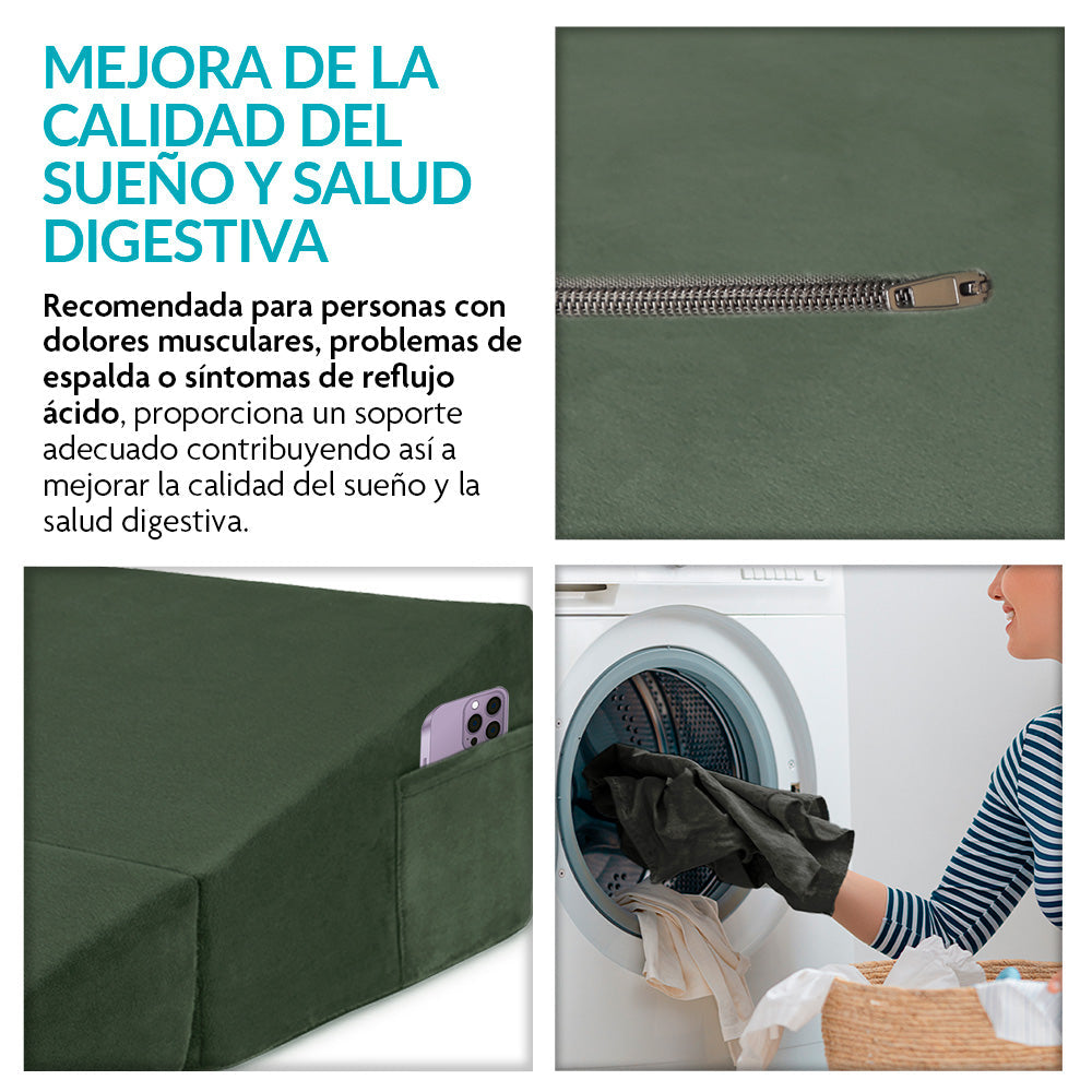 Almohada Ortopédica de Cuña Antirreflujo para Espalda, Cuello, Embarazo