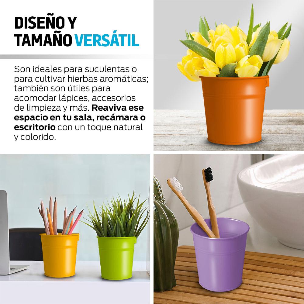 Macetas Colgantes Metálicas de Colores con Gancho 10 Piezas