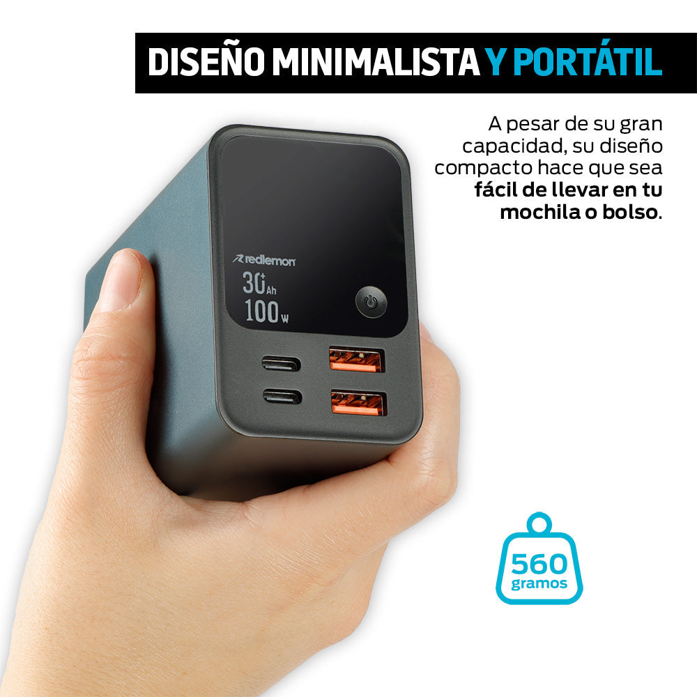 Power Bank de 30,000 mAh y 100 W Carga Extra Rápida 2 USB-C y 2 USB