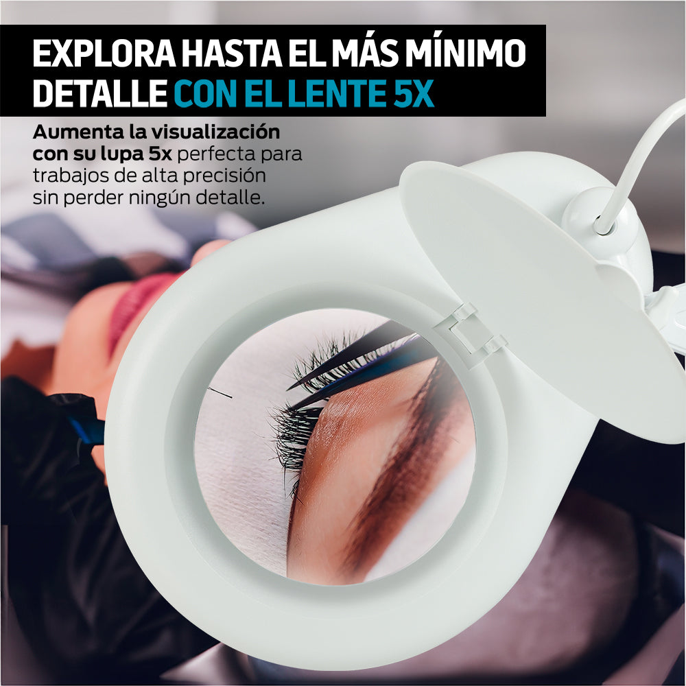 Lupa con Luz LED 5x para Escritorio con Brazo Articulado