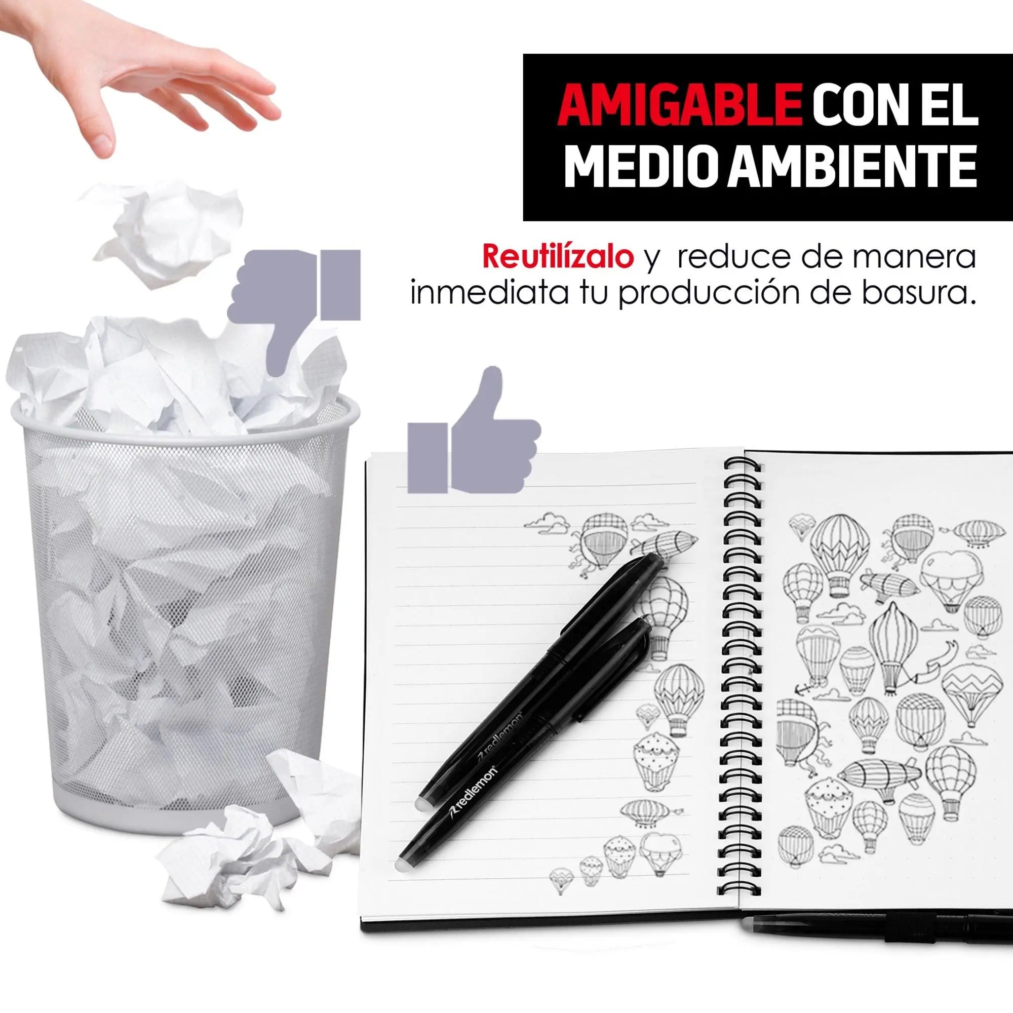 Libreta Reutilizable de 50 Hojas con 3 Plumas Borrables