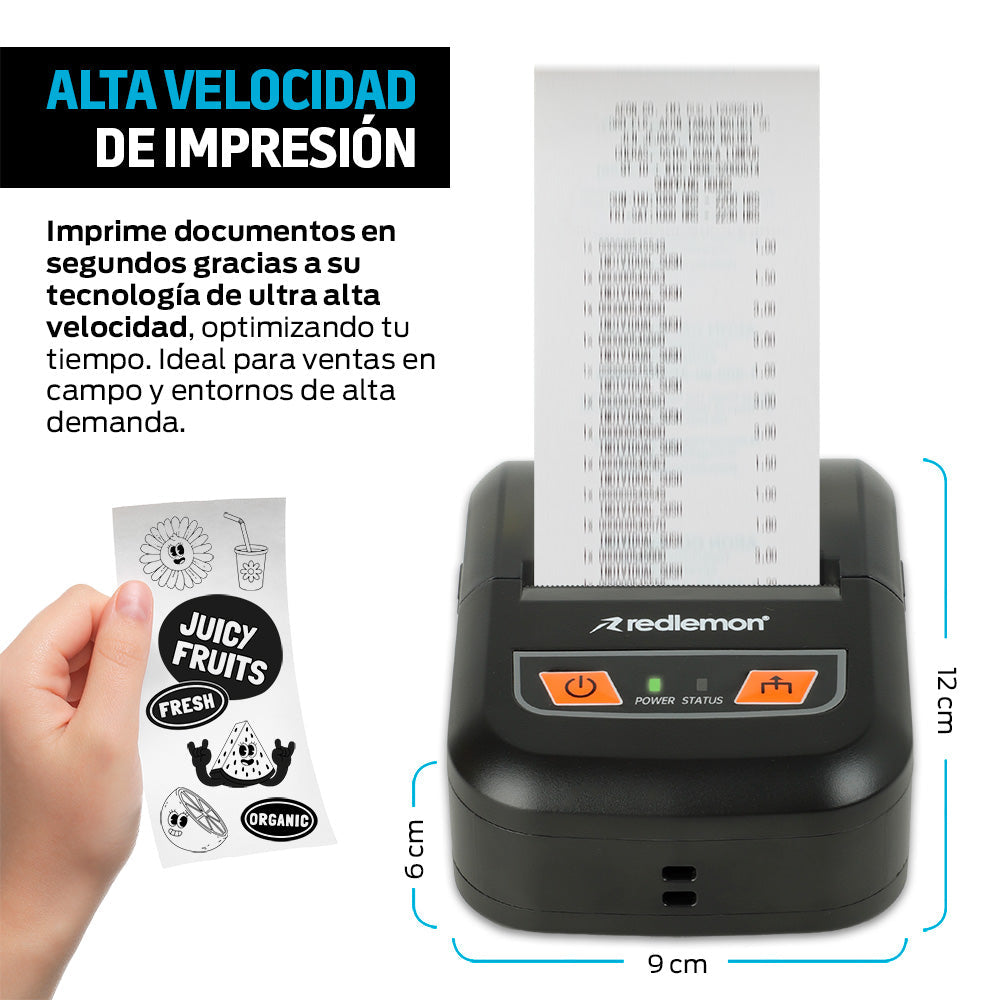Impresora térmica portátil Bluetooth para rollo de 56 mm
