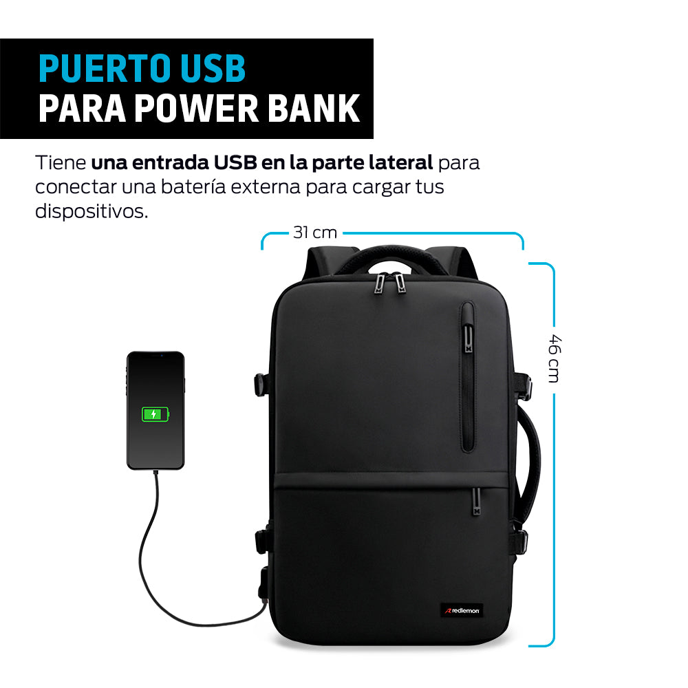Mochila para Laptop de 15.5 Pulgadas, 30 L con Puerto USB