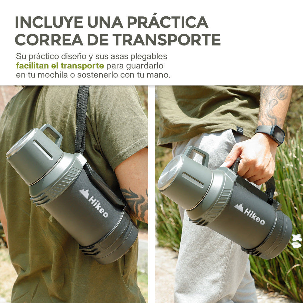 Termo de Acero Inoxidable 1.6 L con Taza y Correa HIKEO