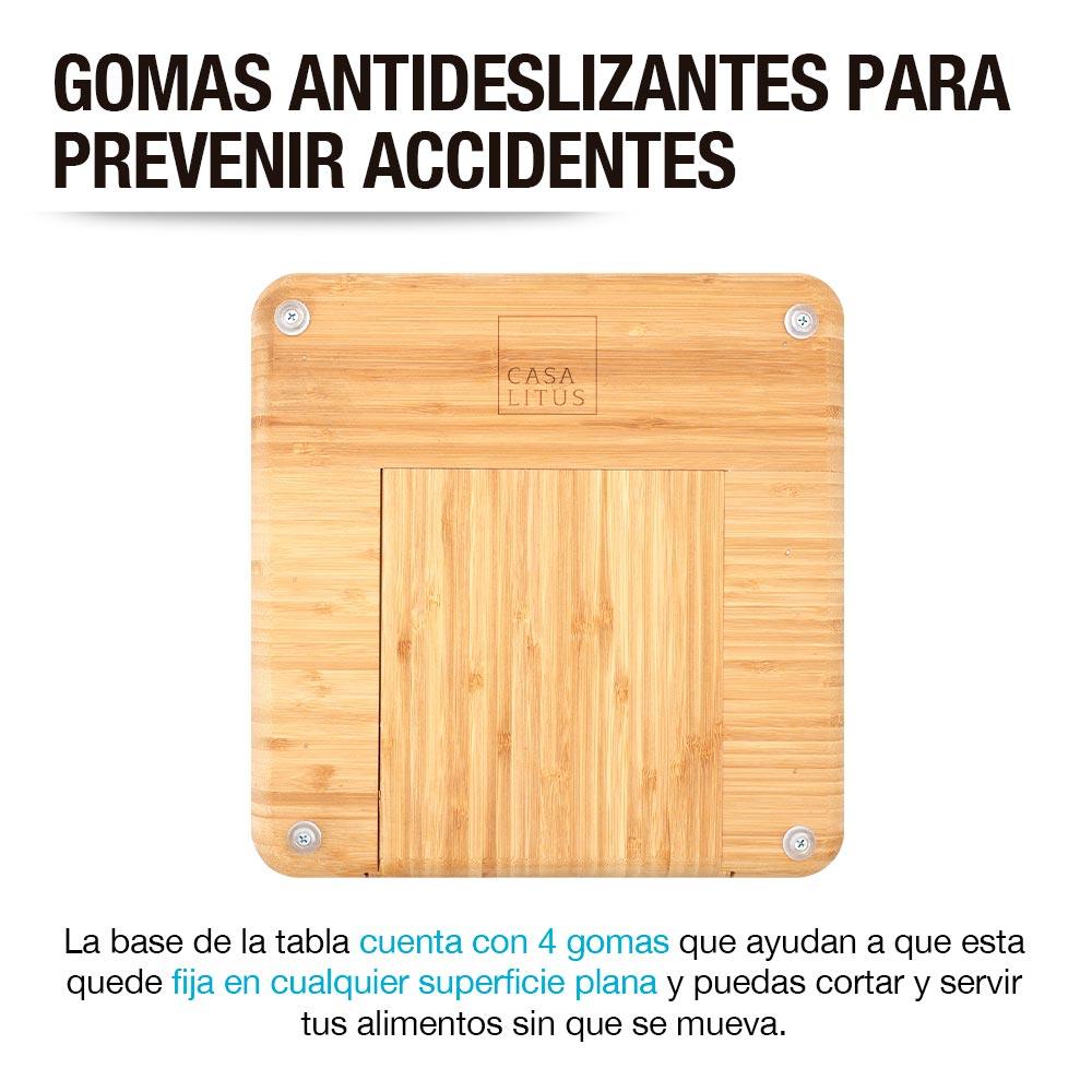 Tabla de bambú para quesos con 4 utensilios