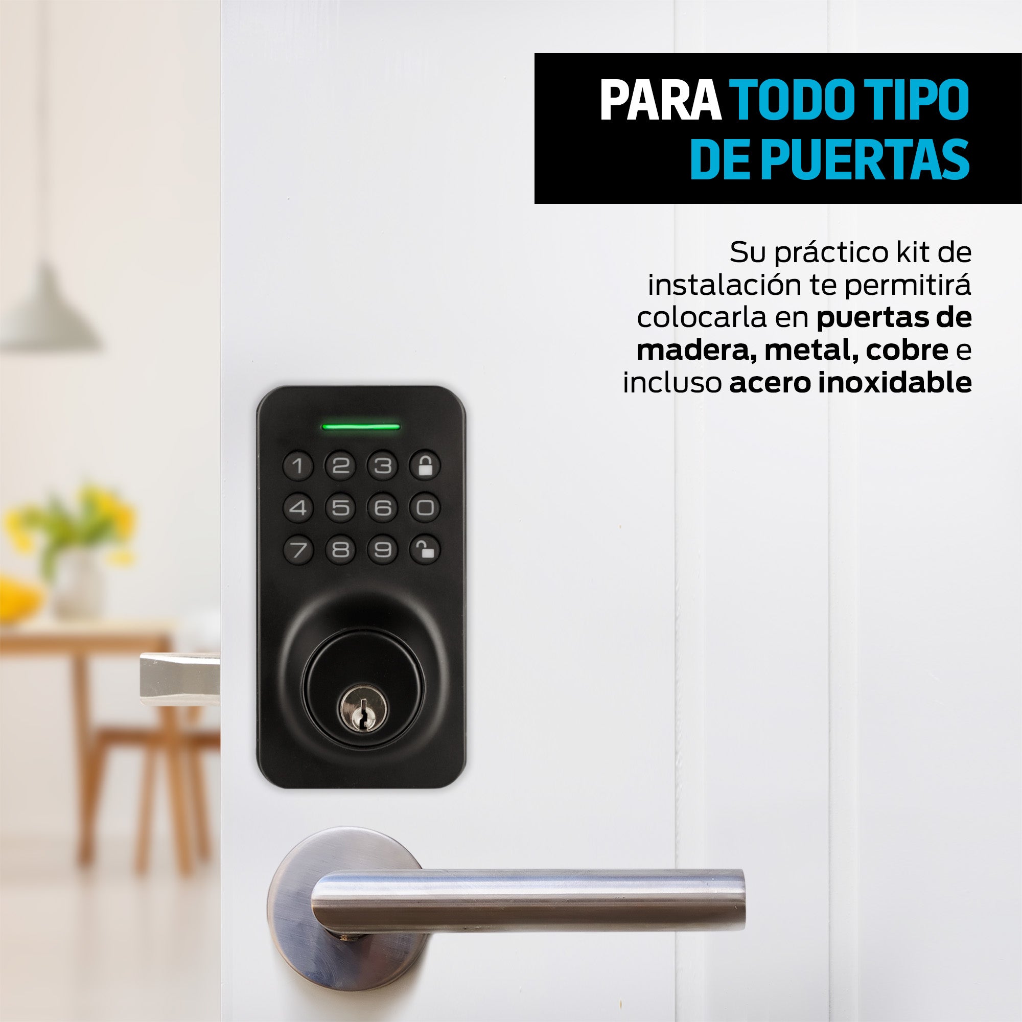 Cerradura inteligente 3 en 1 con app, código y llave