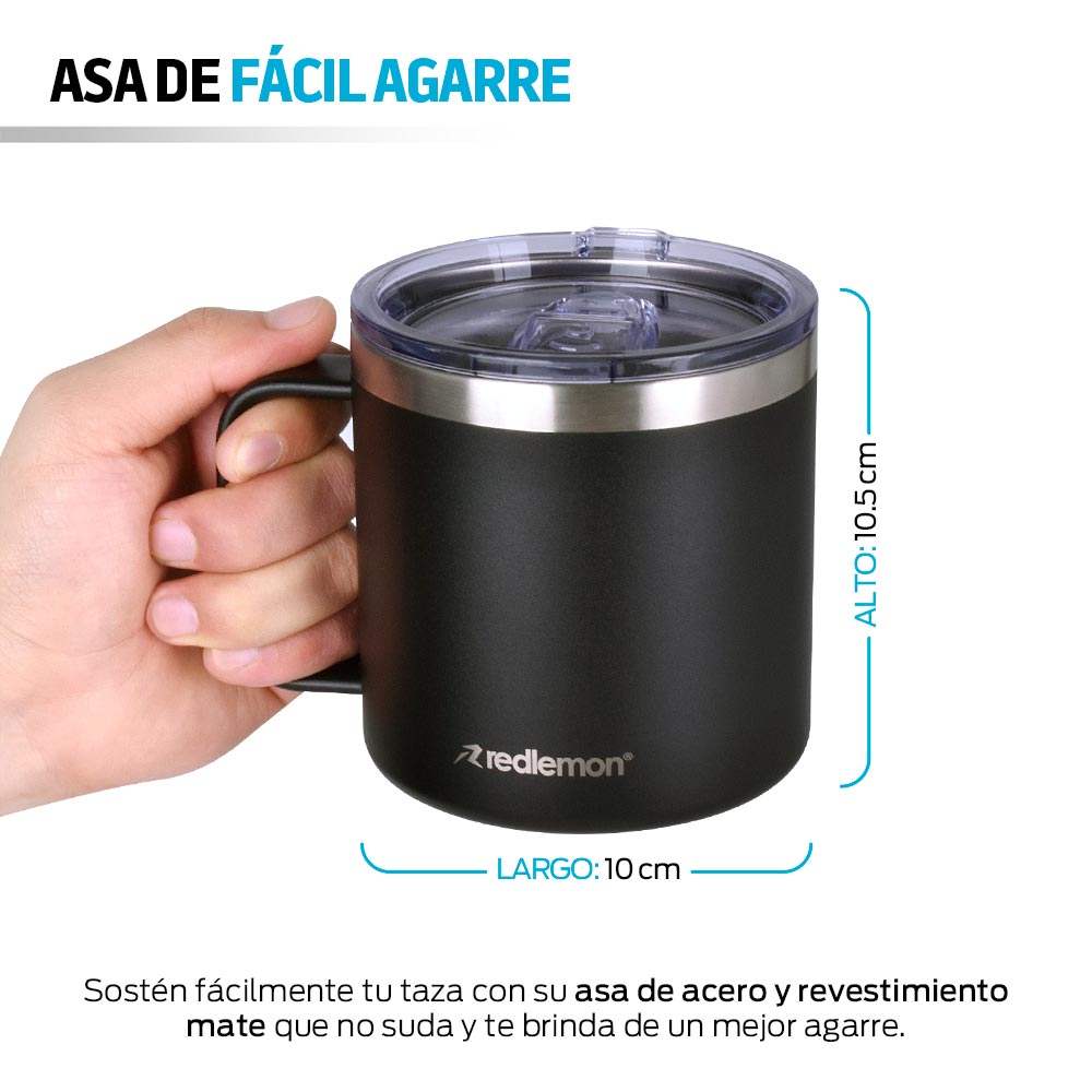 Taza térmica de acero inoxidable 400 ml con tapa hermética