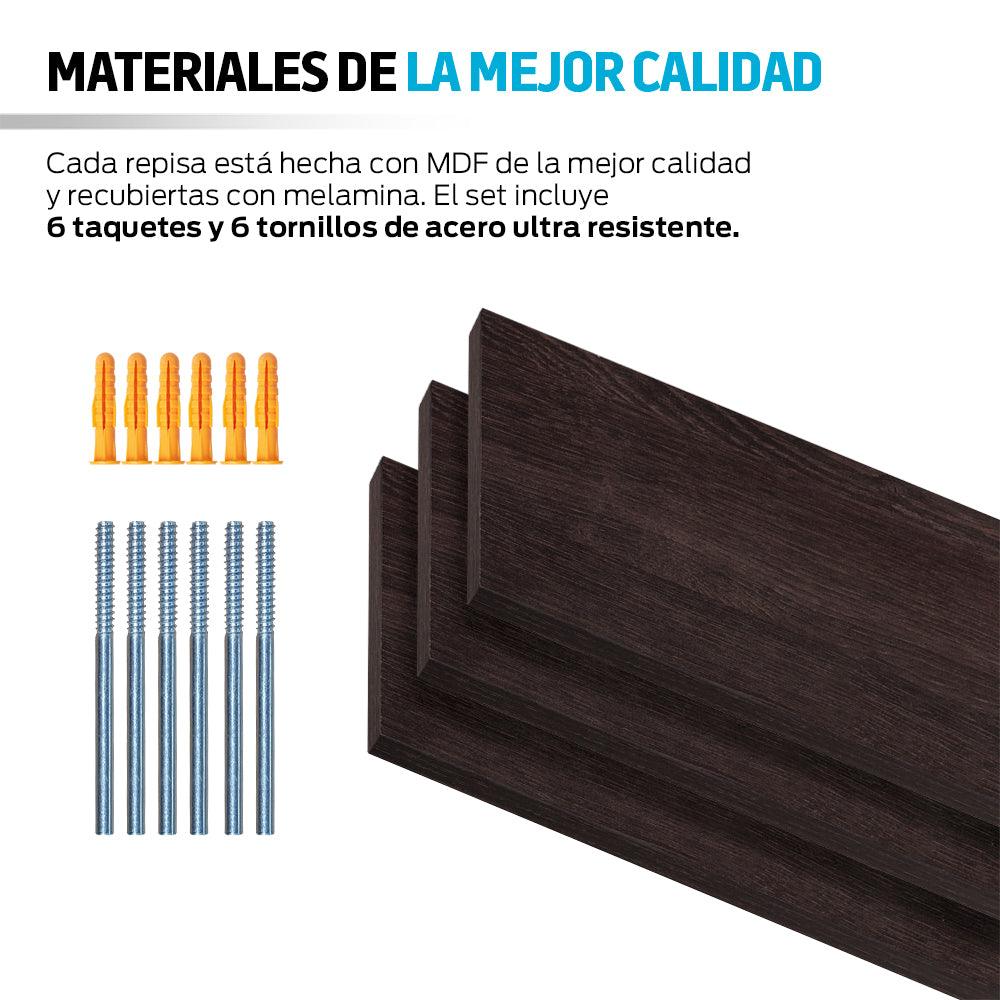 Set de 3 Repisas Flotantes de MDF de 30 x 15 cm