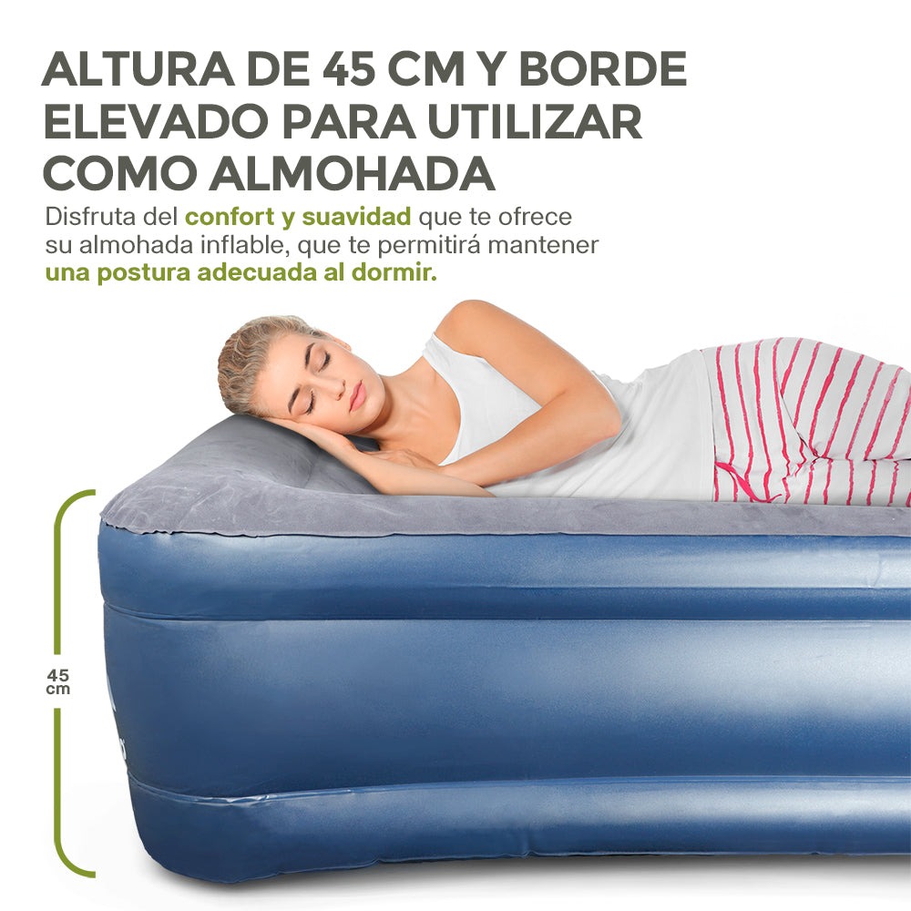 Colchón Inflable Matrimonial con Bomba Eléctrica HIKEO