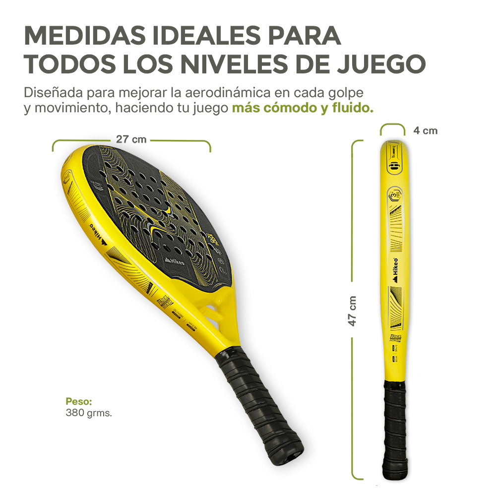 Pala de Pádel Premium con Funda, Pelotas y Grip, Raqueta para todos los Niveles