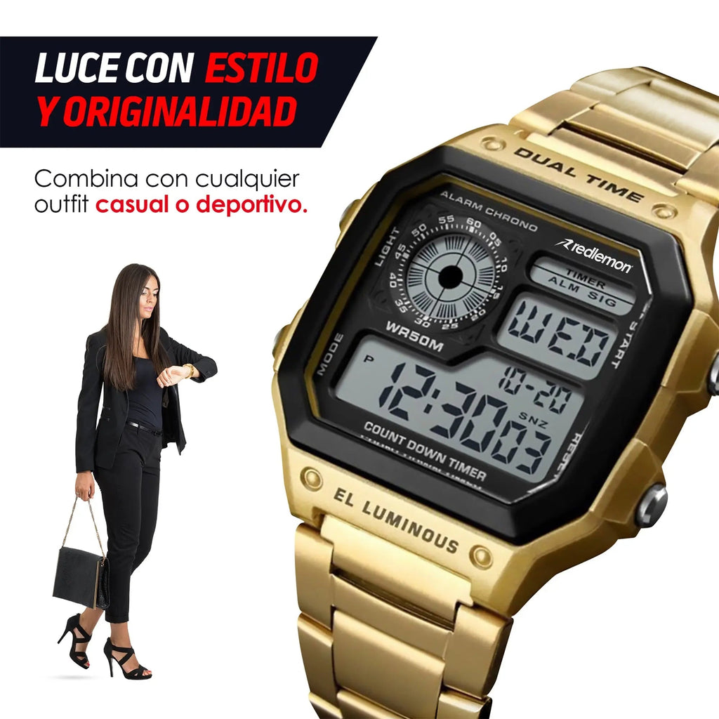 Reloj Digital Clásico con Correa de Metal Mod. 1335
