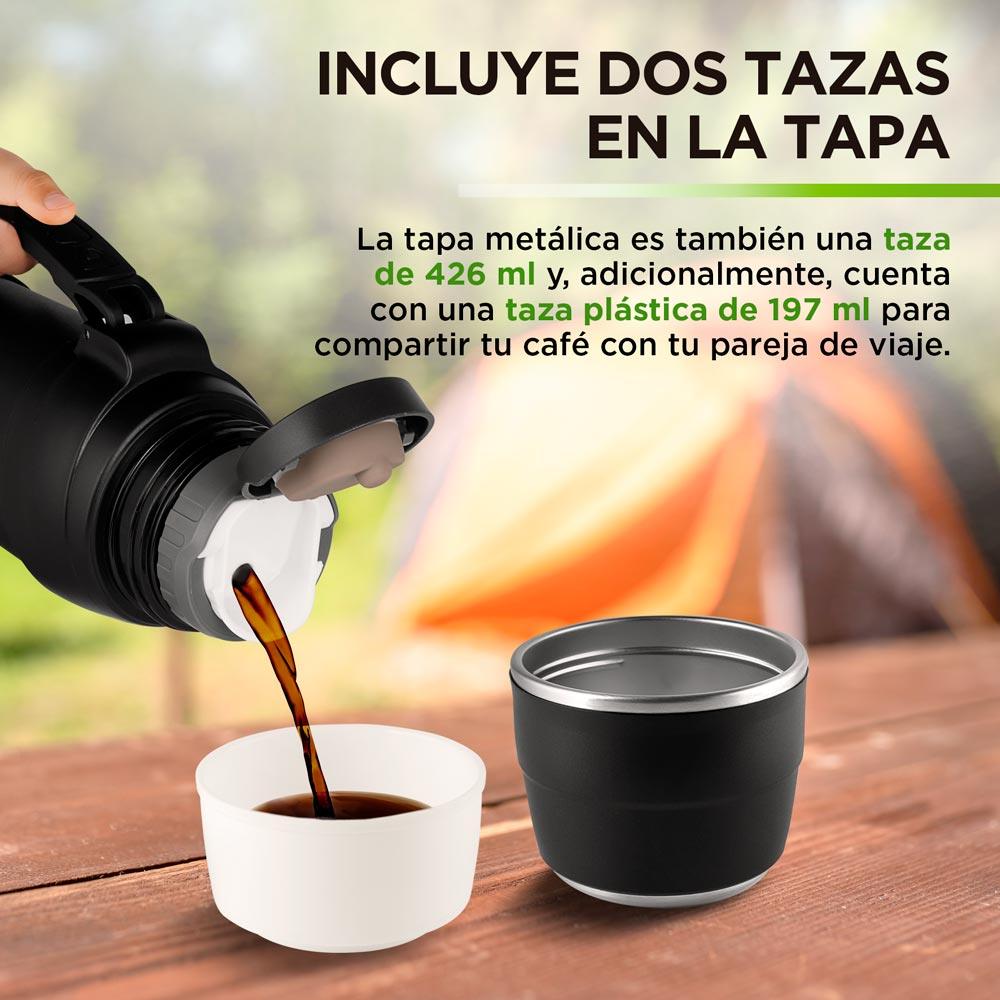 Termo de Acero Inoxidable 2 L con 2 Tazas y Correa HIKEO