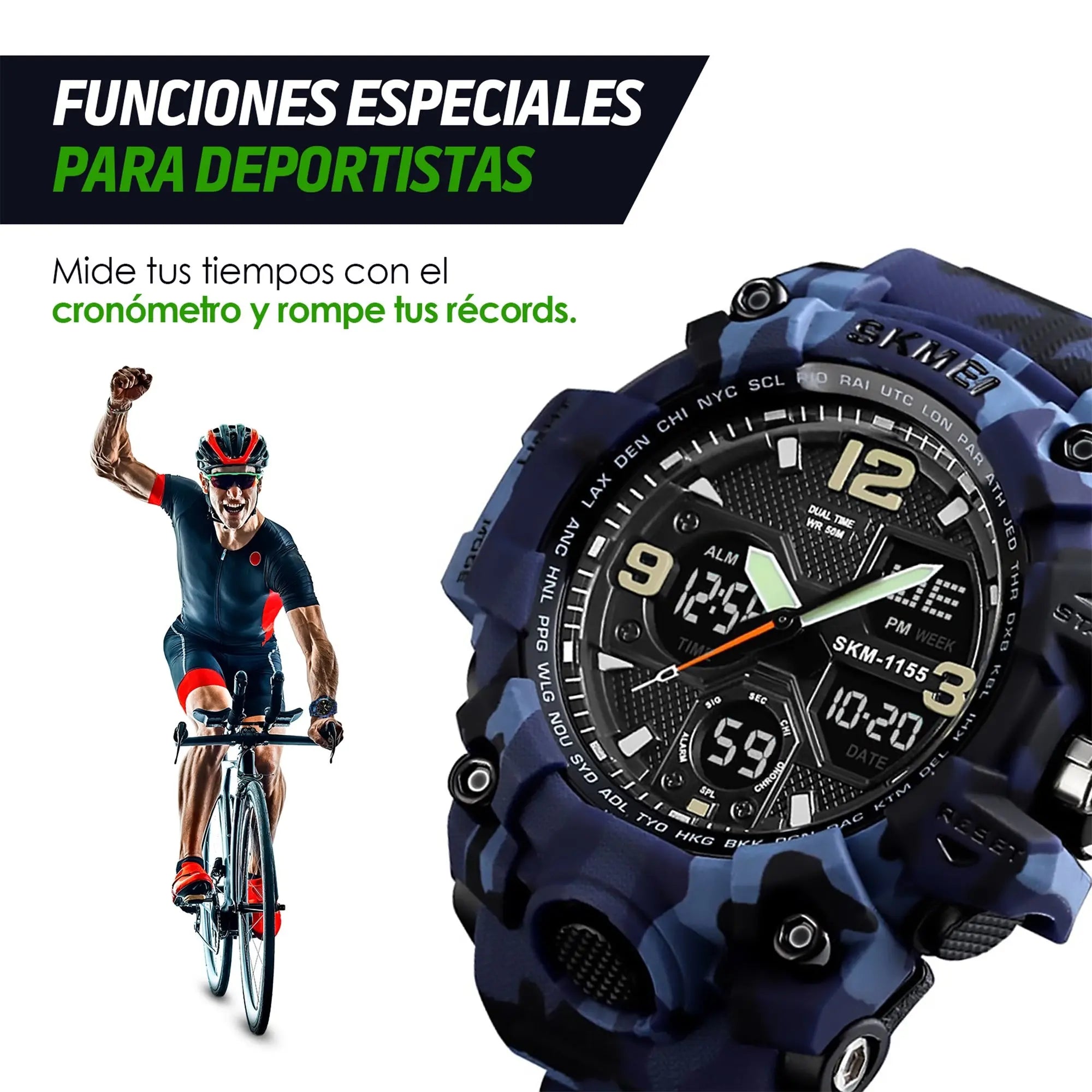 Reloj Digital y Analógico Deportivo Contra Agua 1155b