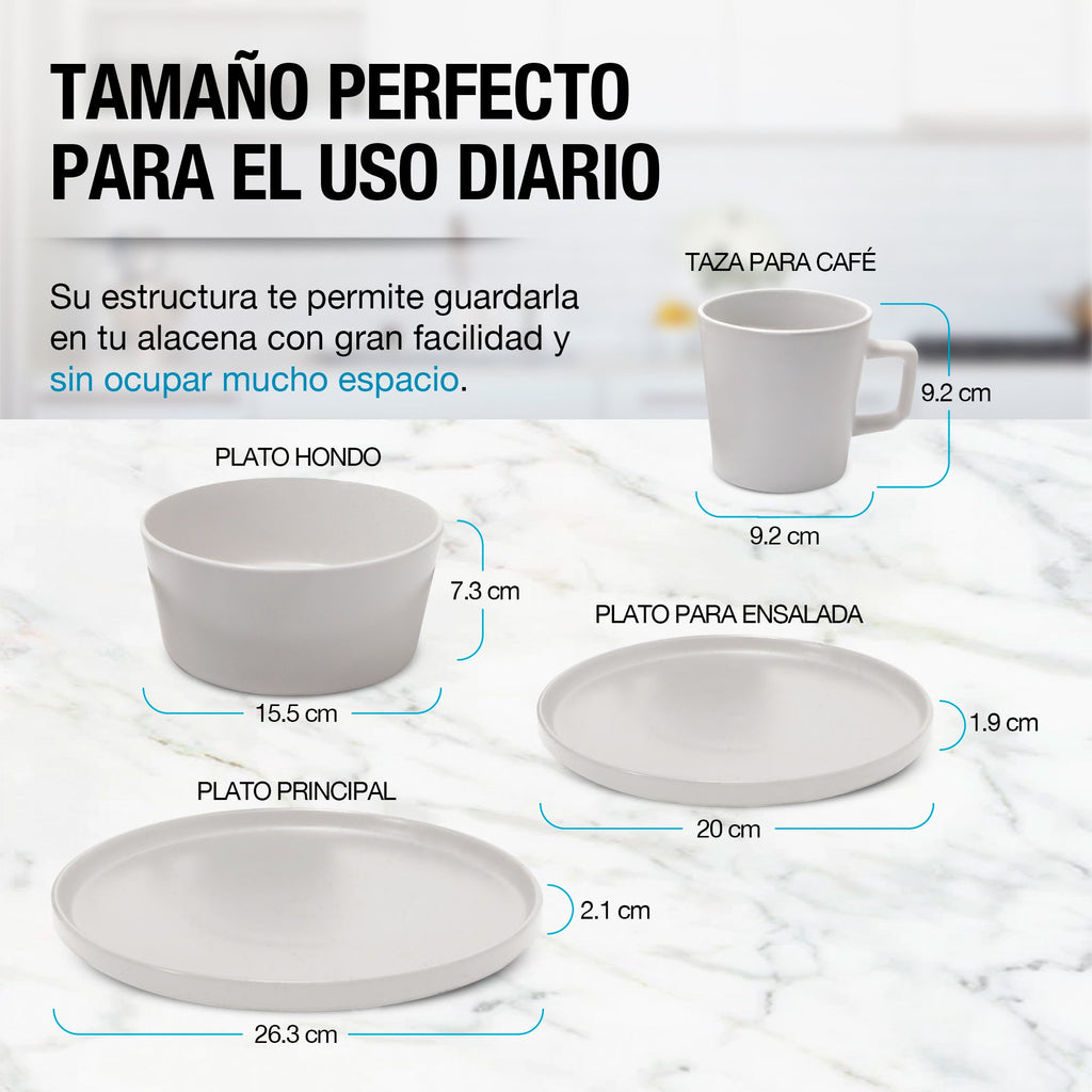 Vajilla de Gres 16 Piezas para 4 Personas Casa Litus