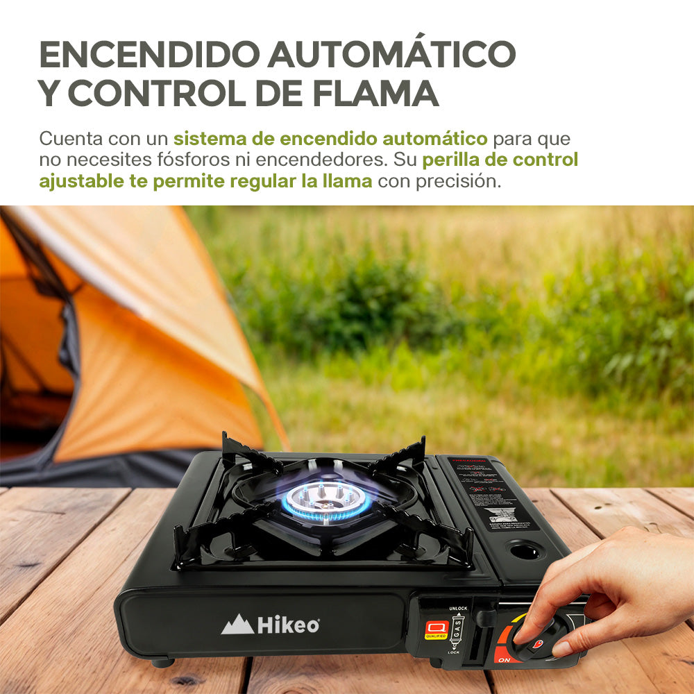 Parrilla de Gas Portátil para Camping para Cartuchos de Gas Butano con Estuche