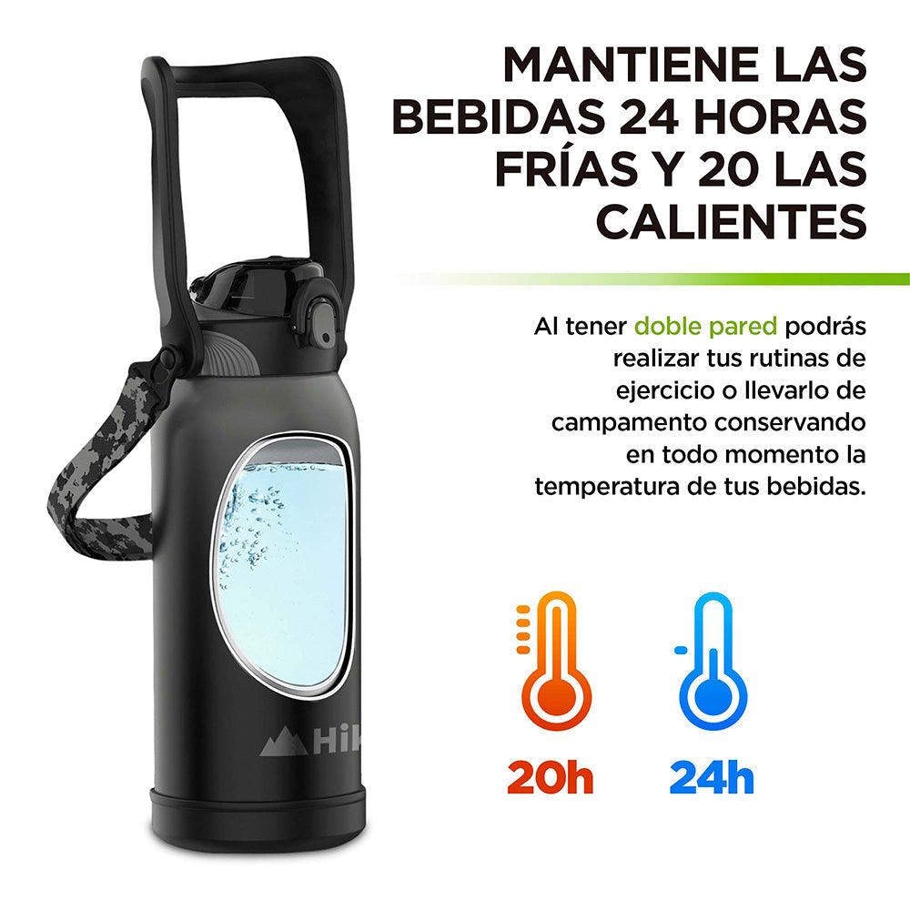 Termo de Acero Inoxidable 2 L con Popote y Correa HIKEO