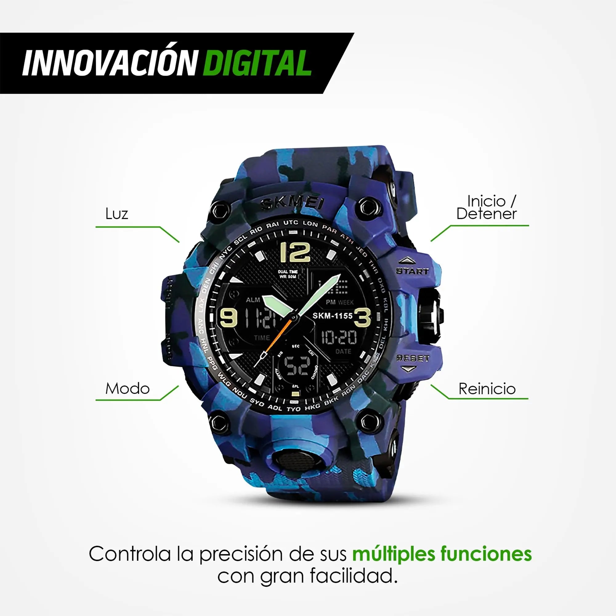 Reloj Digital y Analógico Deportivo Contra Agua 1155b