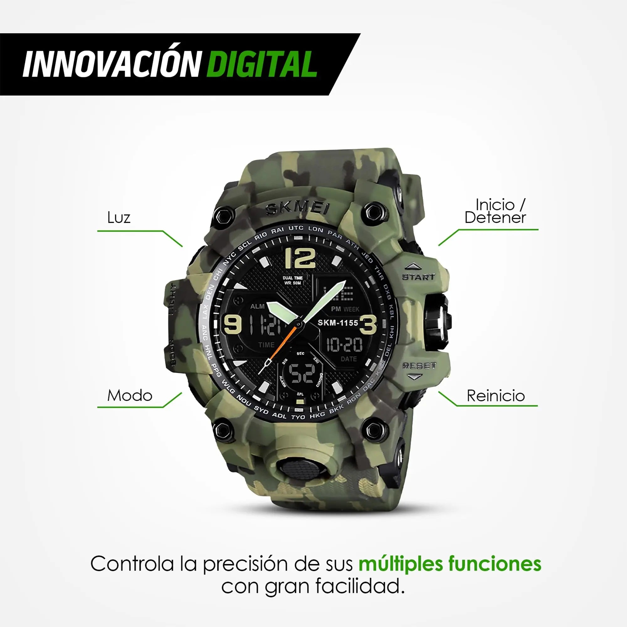 Reloj Digital y Analógico Deportivo Contra Agua 1155b