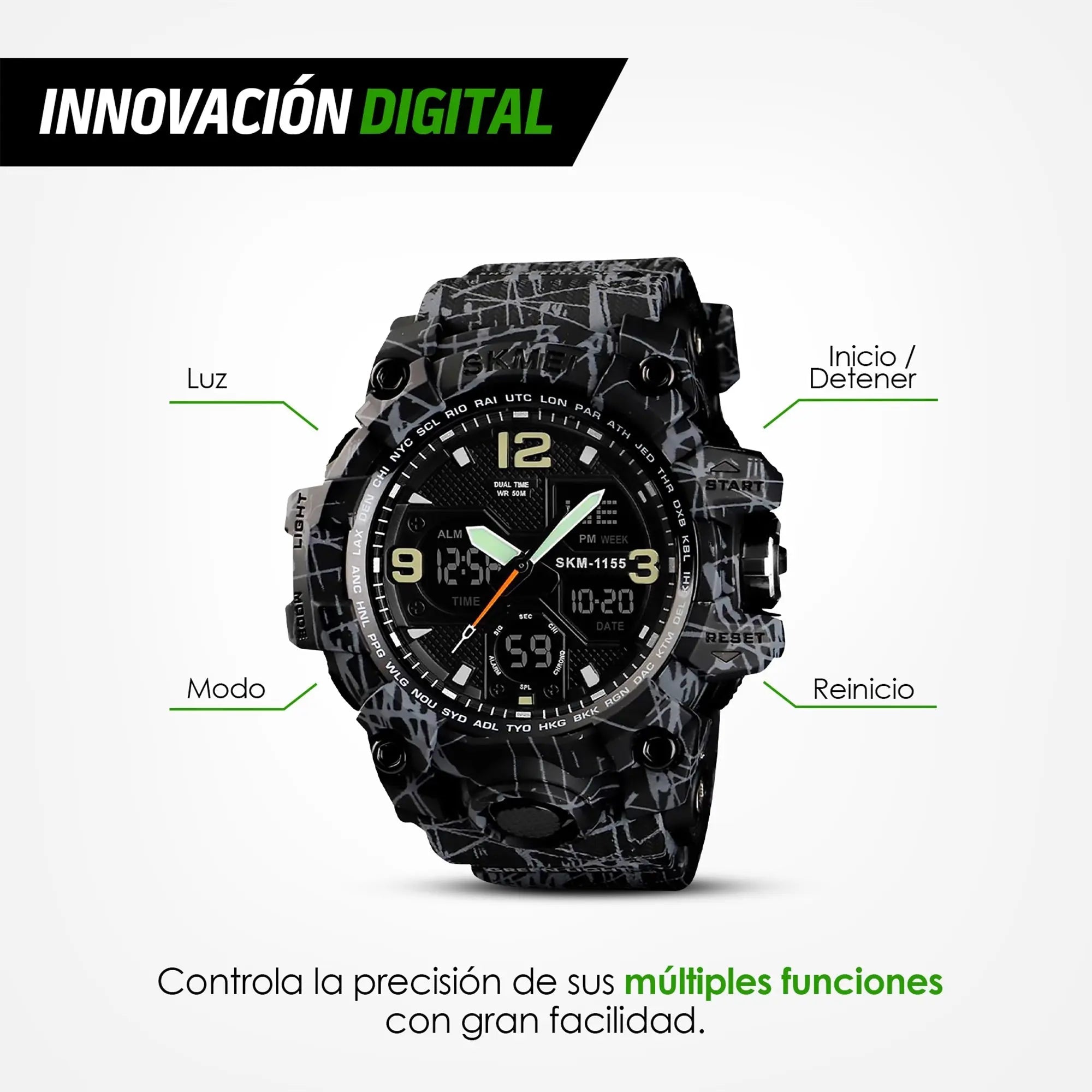 Reloj Digital y Analógico Deportivo Contra Agua 1155b