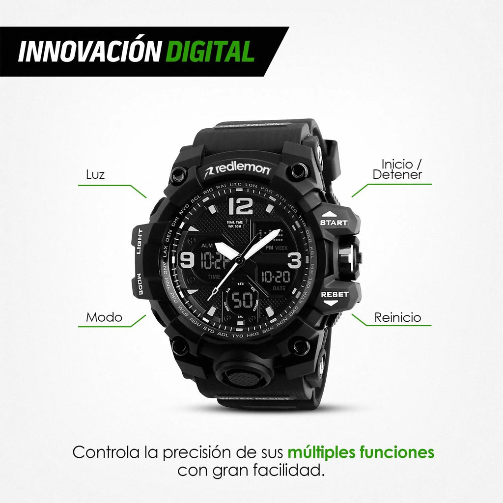 Reloj Digital y Analógico Deportivo Contra Agua 1155b