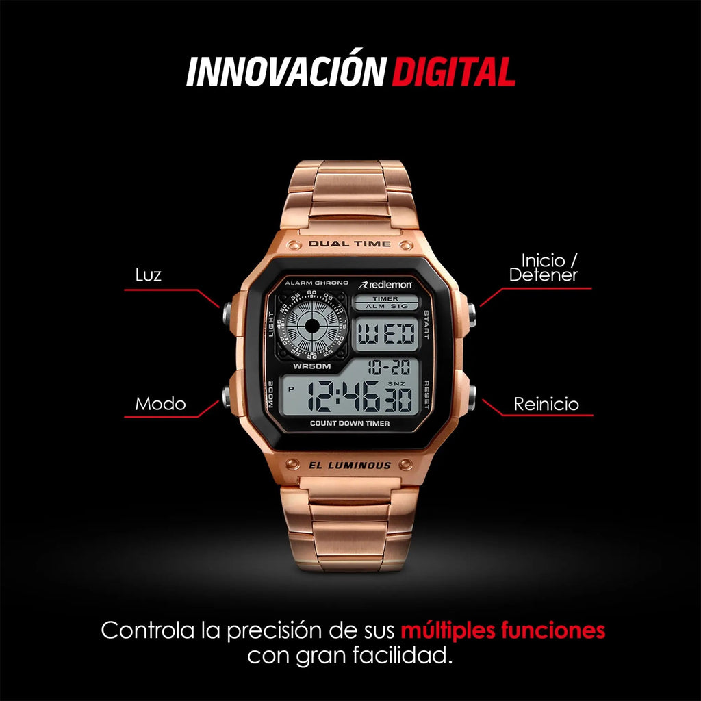 Reloj Digital Clásico con Correa de Metal Mod. 1335