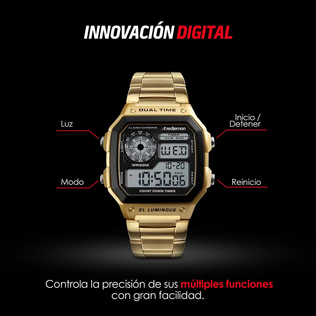 Reloj Digital Clásico con Correa de Metal Mod. 1335