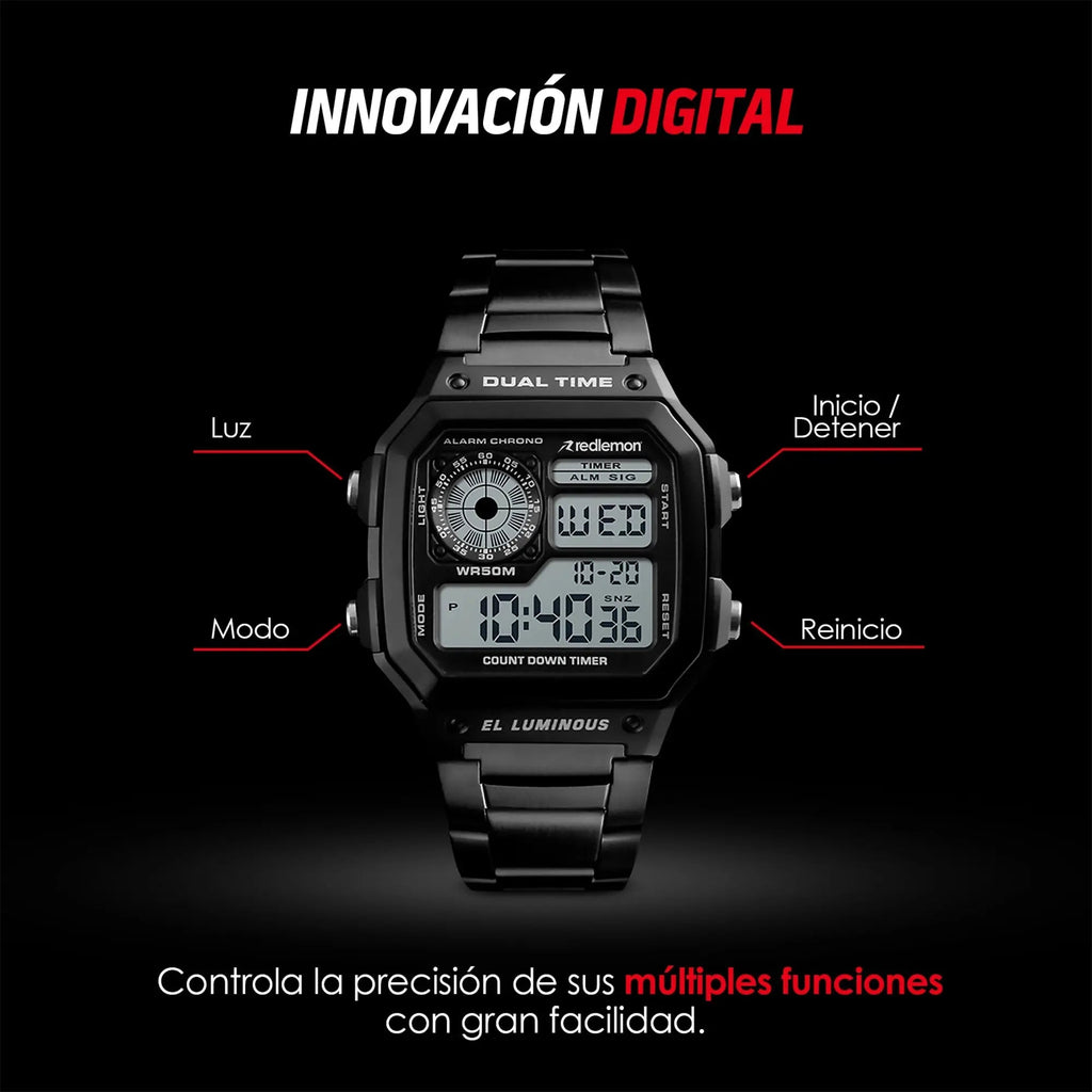 Reloj Digital Clásico con Correa de Metal Mod. 1335