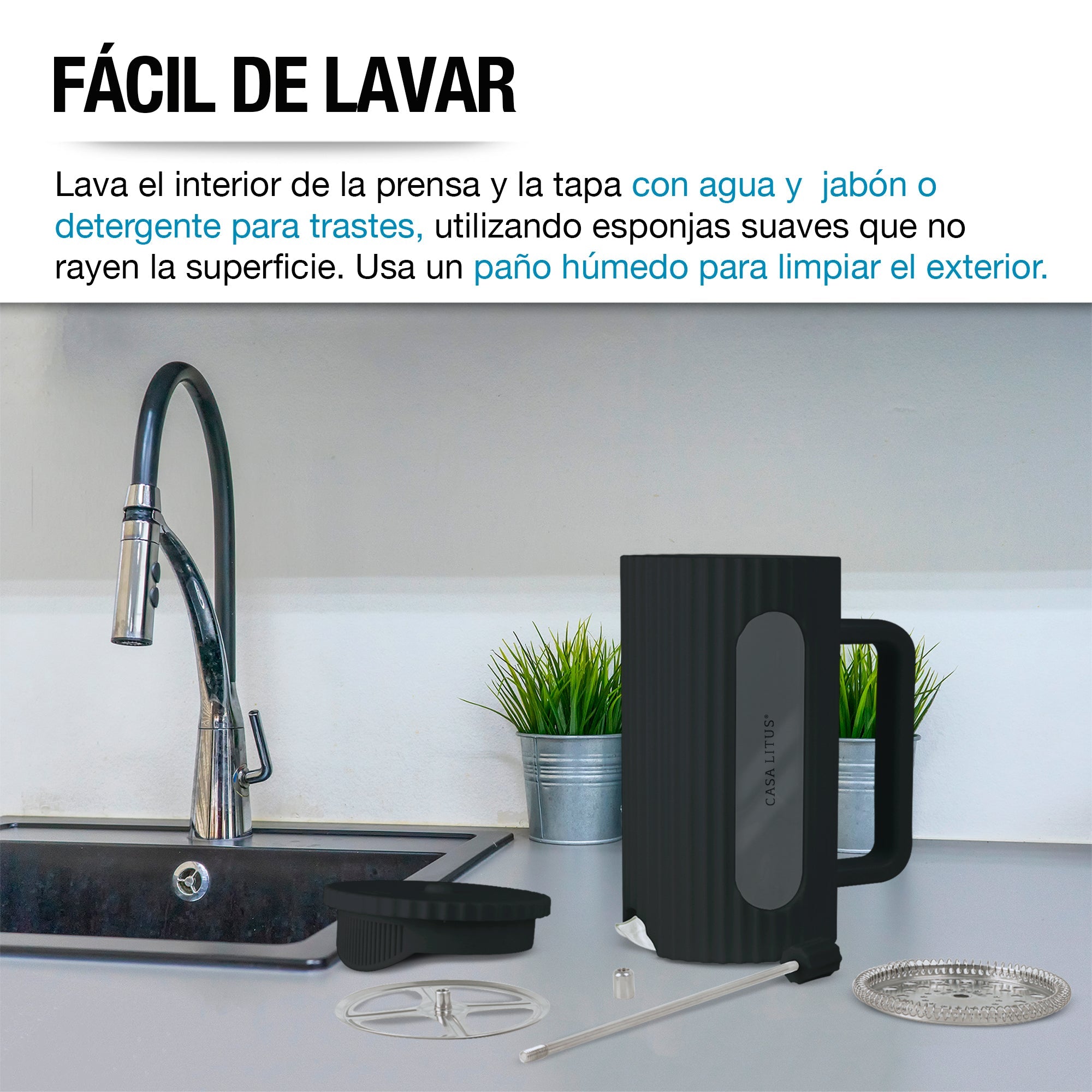 Prensa Francesa de Vidrio Ondulado de 1 L para Café y Té