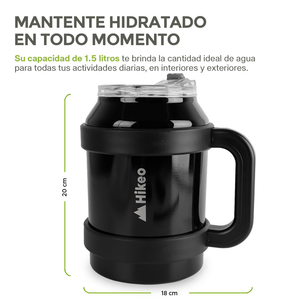 Termo de Acero Inoxidable 1.5 L con Popote y Asa HIKEO