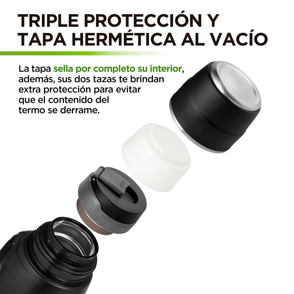 Termo de Acero Inoxidable 2 L con 2 Tazas y Correa HIKEO