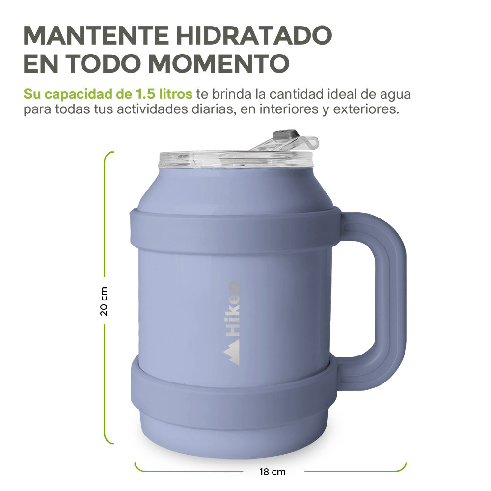 Termo de Acero Inoxidable 1.5 L con Popote y Asa HIKEO