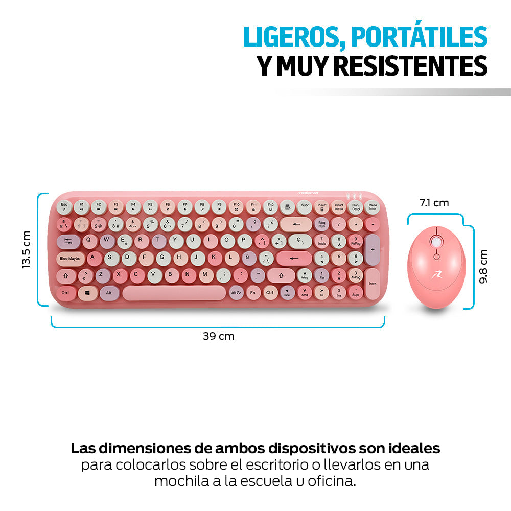 Teclado y Mouse Inalámbrico Retro 2.4 GHz con USB