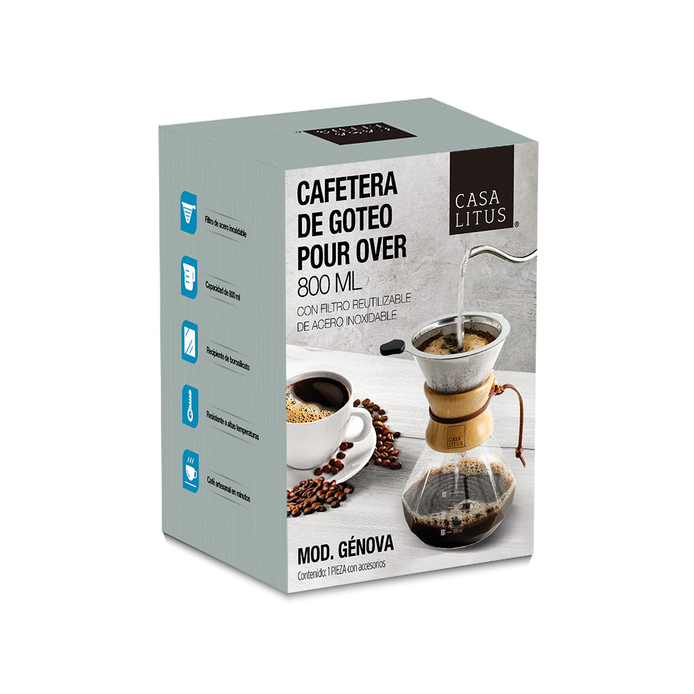 Cafetera Pour Over de 800 ml con Filtro Reutilizable