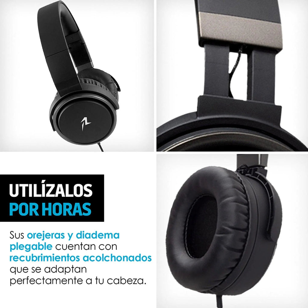 Audífonos alámbricos de diadema 3.5 mm con micrófono
