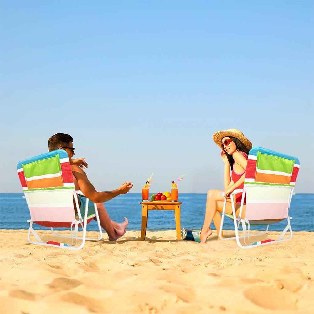 Set de 2 sillas plegables para playa con reposabrazos