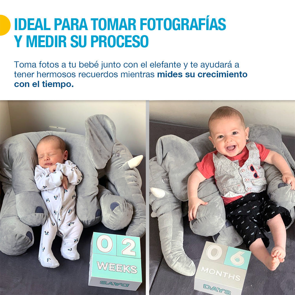 Almohada de Soporte para Bebé Elefante Peluche Gigante