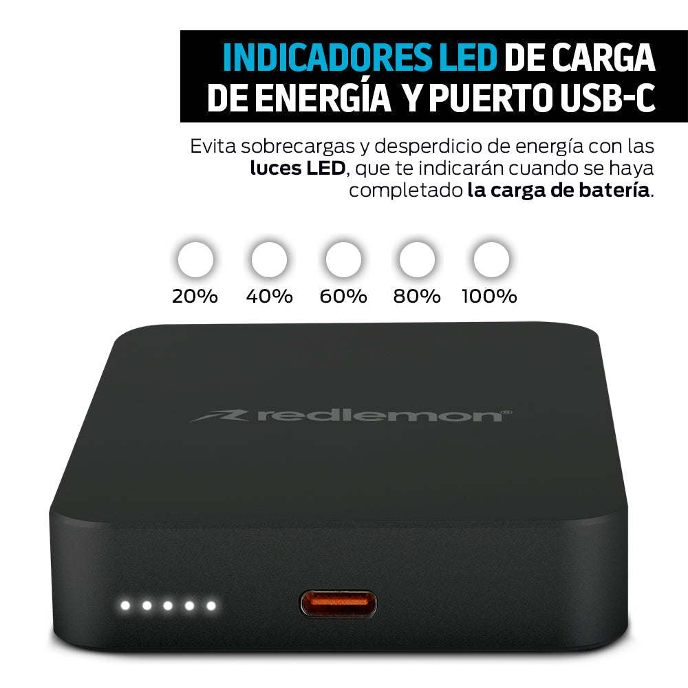 Power Bank Magnético de 10,000 mAh con Carga de 15 W