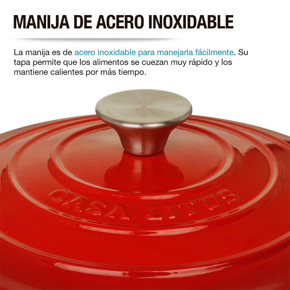 Olla Dutch Oven de Hierro Fundido Esmaltado 3.9 L Roja