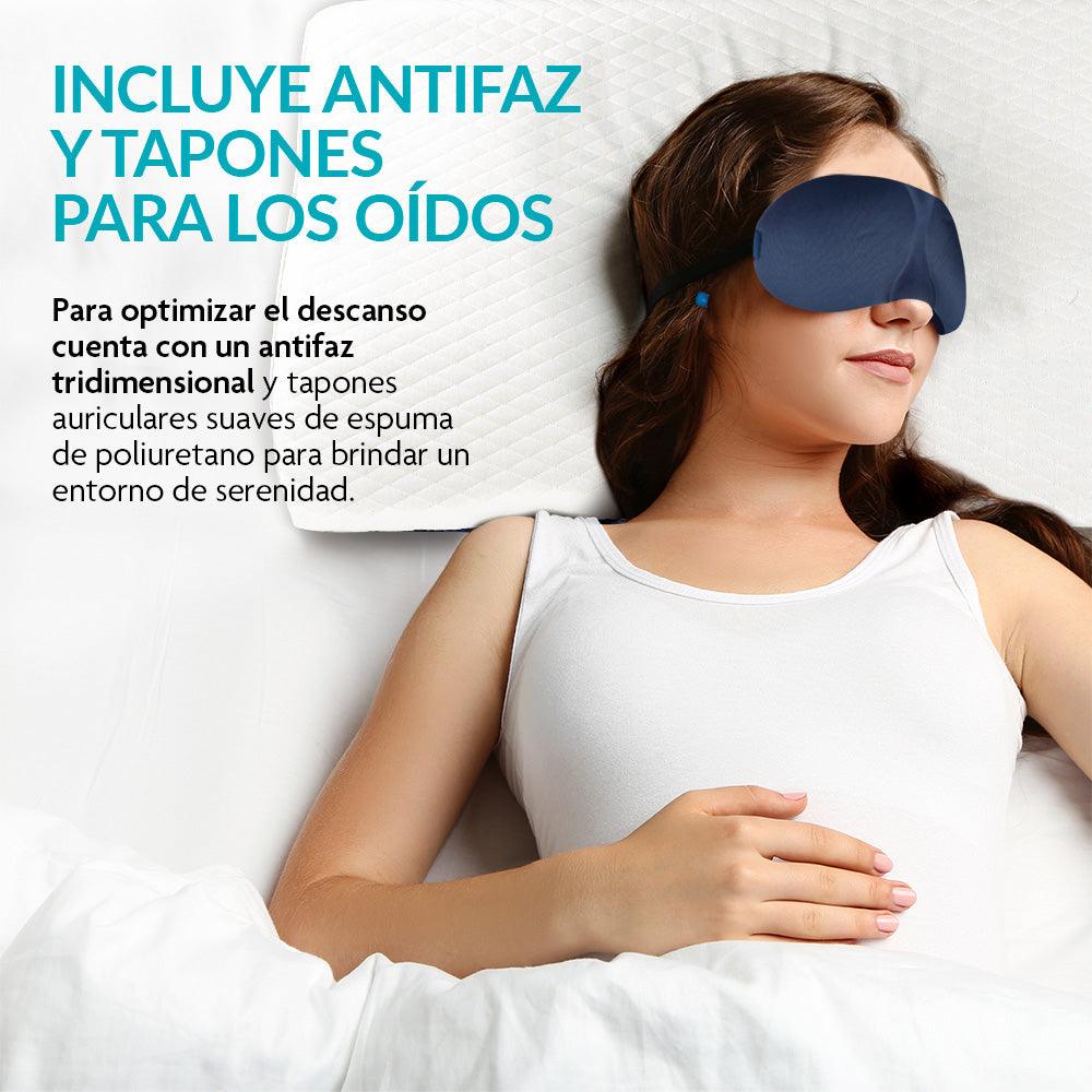 Almohada cervical de memory foam con antifaz y tapones