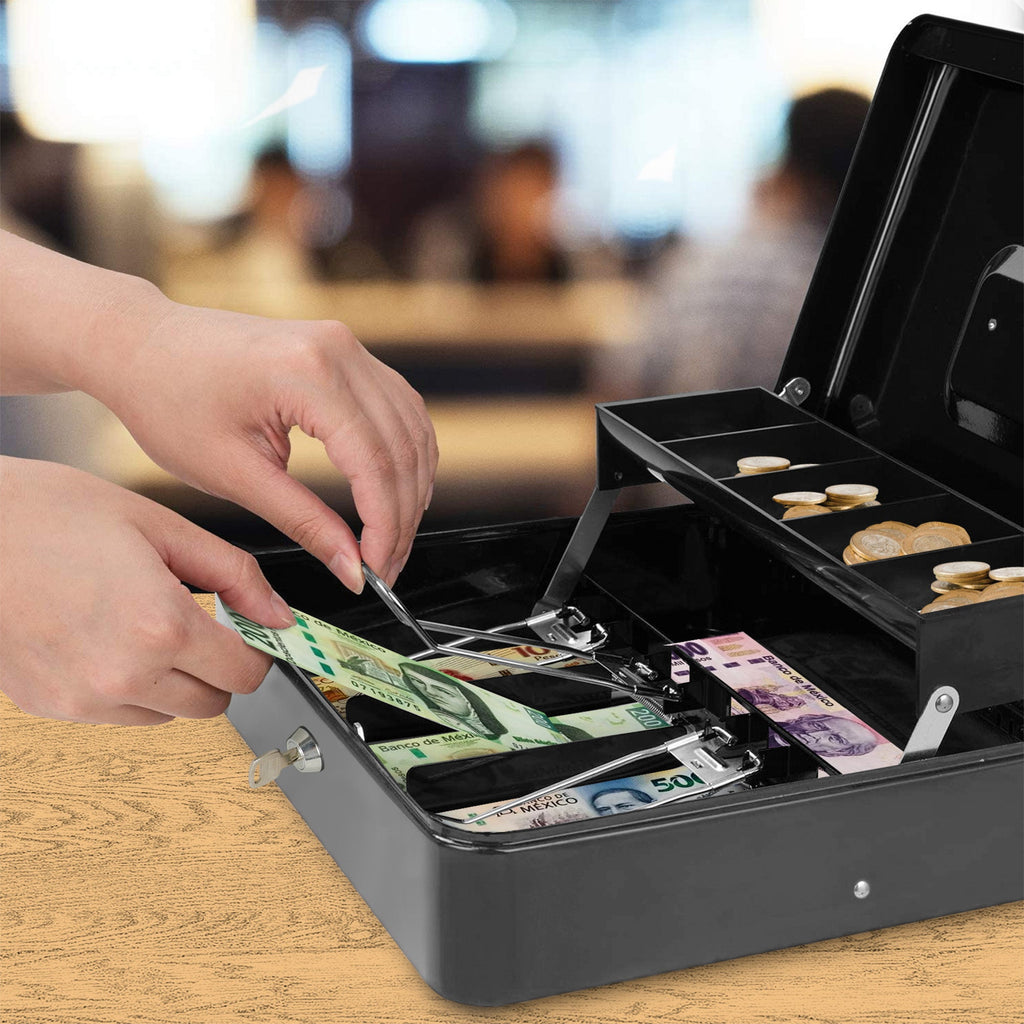Caja Portátil para Dinero con Charola y 2 Llaves